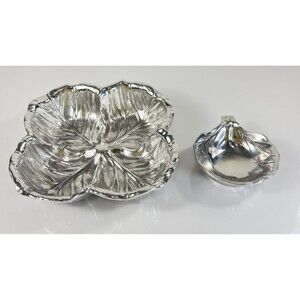 Wilton Armetale Cabbage Leaf Serving Bowl Set of 2 Pewter Mount Joy PA USA 9.5"